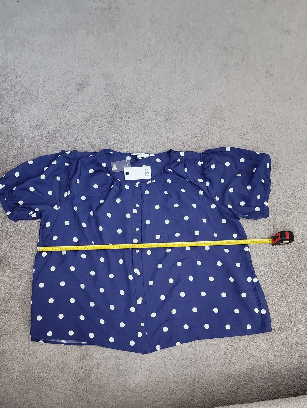 Rose & Olive Polka Dot Blouse in Blue & White Size 2x NWT - Picture 4 of 10